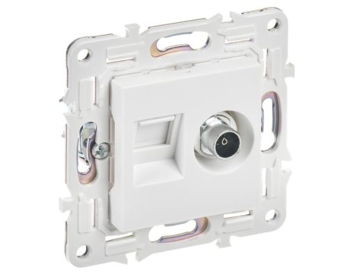 SKANDY Розетка двойная TV+RJ45 кат.5E SK-A14W скрытой установки арктический белый (SK-AK20-1-K01)