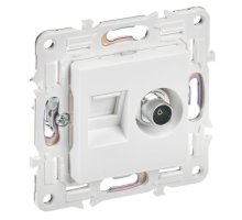 SKANDY Розетка двойная TV+RJ45 кат.6 SK-A15W скрытой установки арктический белый (SK-AK20-2-K01)