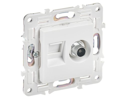 SKANDY Розетка двойная TV+RJ45 кат.6 SK-A15W скрытой установки арктический белый (SK-AK20-2-K01)