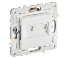 SKANDY Розетка компьютерная двойная RJ45 кат.5E SK-K03W скрытой установки арктический белый (SK-K20-1-K01)