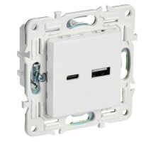SKANDY Розетка USB A+C 18Вт SK-R13W скрытой установки арктический белый (SK-U22-018-K01)