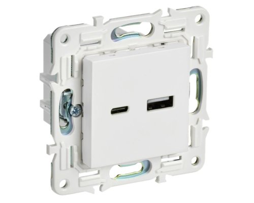 SKANDY Розетка USB A+C 18Вт SK-R13W скрытой установки арктический белый (SK-U22-018-K01)