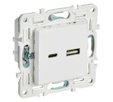 SKANDY Розетка USB A+C 3,1А SK-R14W скрытой установки арктический белый (SK-U22-D31-K01)