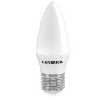 Лампа светодиодная C35 свеча 8Вт 230В 3000К E27 GENERICA (LL-C35-08-230-30-E27-G)