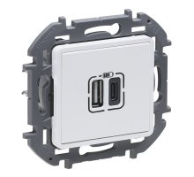 Inspiria зарядное устройство USB А+С 3000мА 5В, скрытой установки, белый (673760)
