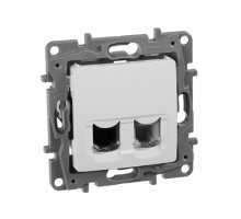ETIKA розетка 2-местная RJ11+RJ45 кат.5E UTP, скрытой установки, белый (672252)