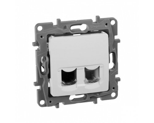 ETIKA розетка 2-местная RJ11+RJ45 кат.5E UTP, скрытой установки, белый (672252)