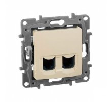 ETIKA розетка компьютерная 2-местная RJ45, 5E UTP, скрытой установки, слоновая кость (672355)