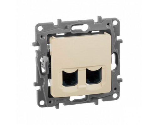 ETIKA розетка компьютерная 2-местная RJ45, 5E UTP, скрытой установки, слоновая кость (672355)