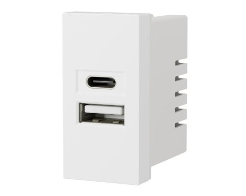 Розетка USB А+С, 2,1А, 5В, 10,5Вт LK45 белый (858204)