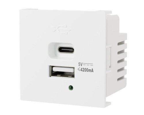 Розетка USB А+С, 4,2А, 5В, 21Вт LK45 белый (857904)