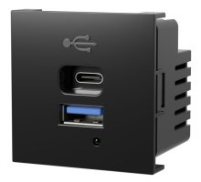 Розетка USB А+С, протоколы QC 3.0, PD, 20Вт LK45 черный (858108)