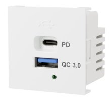 Розетка USB А+С, протоколы QC 3.0, PD, 65Вт LK45 белый (858304)