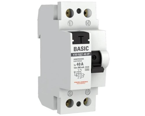 УЗО ВДТ-40 2P 40А/300мА Basic (elcb-2-40-300e-sim)