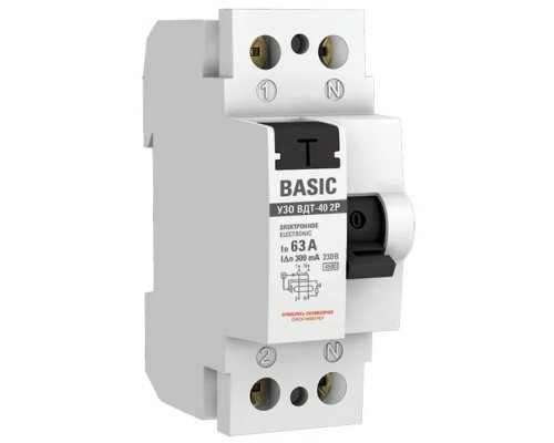 УЗО ВДТ-40 2P 63А/300мА Basic (elcb-2-63-300e-sim)