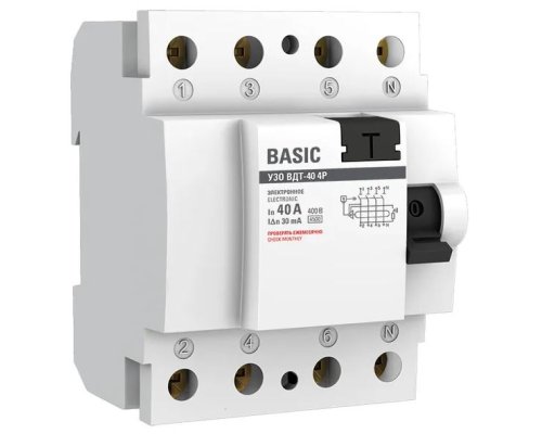УЗО ВДТ-40 4P 40А/30мА Basic (elcb-4-40-30e-sim)