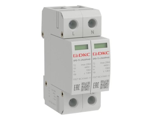 УЗИП, тип 3, 2P Imax 20kA Un 440V (SPD-T3-2N20P440)