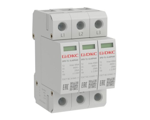 УЗИП, тип 2, 3P Imax 40kA Un 440V (SPD-T2-3L40P440)