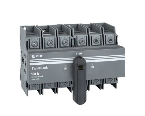 Рубильник 100A 3P реверсивный с рукояткой для прямой установки TwinBlock (tb-s-100-3p-rev)