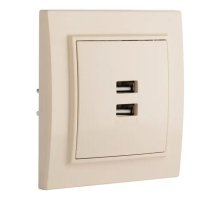 Минск Розетка USB 2-местная СП 2,1А бежевая (ERR-2USB-200)