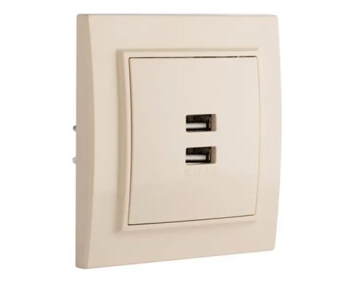 Минск Розетка USB 2-местная СП 2,1А бежевая (ERR-2USB-200)
