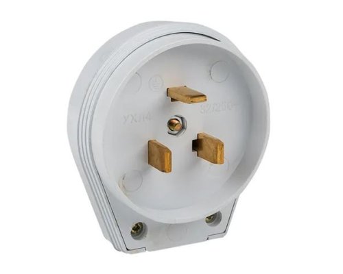 Вилка для разъема РШ-ВШ 32А 250В 2P+PE пластиковая бел. (AS-250-B-01)