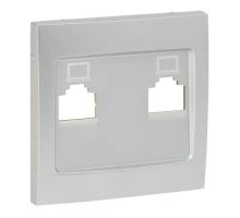 Валенсия Лицевая панель розетки RJ-45 2-местная сталь (ESK02-L-035-30)