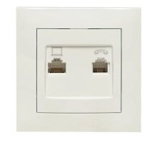 Валенсия Розетка RJ-45+RJ11 2-местная белая (EWK02-035-30)