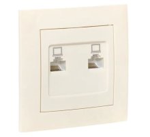 Валенсия Розетка компьютерная RJ-45 2-местная кремовая (EWK02-035-20)