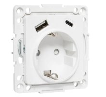 Стокгольм Механизм роз. 1-м. с/з, USB A+C 16А винт. клеммы бел., защ. штор. (EYR16-2USB-typeA-typeC)