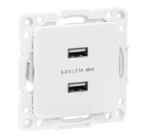 Стокгольм Механизм розетки USB 2-местной 2,1А винтовые клеммы белый (EYR16-028-10-2USB)