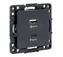Стокгольм Механизм розетки с 2USB type-A + type-C черный (EZR-2USB-type-C)