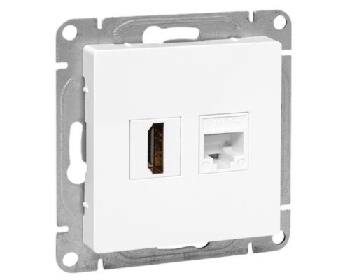 Механизм розетки HDMI+RJ45 (cat5), белый Эпика (UP1-SOW-HDMI+RJ45)