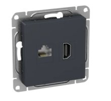 Механизм розетки HDMI+RJ45 (cat5), графит Эпика (UP1-SOG-HDMI-RJ45)