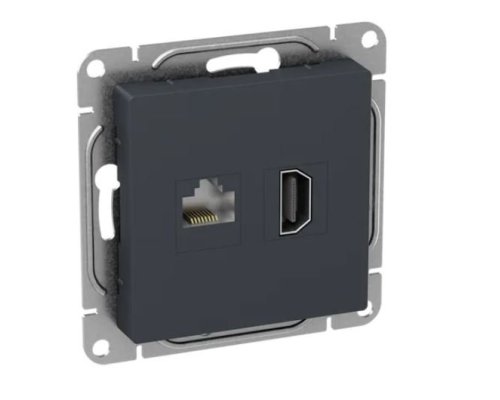 Механизм розетки HDMI+RJ45 (cat5), графит Эпика (UP1-SOG-HDMI-RJ45)