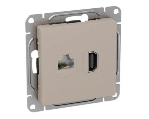 Механизм розетки HDMI+RJ45 (cat5), кремовый Эпика (UP1-SOI-HDMI-RJ45)