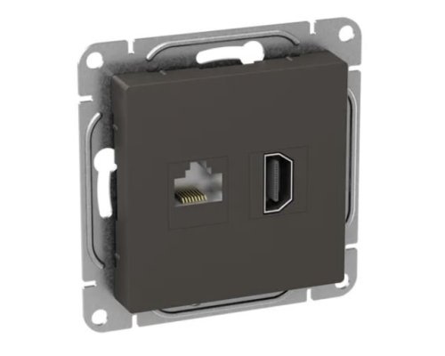 Механизм розетки HDMI+RJ45 (cat5), мокко Эпика (UP1-SOM-HDMI-RJ45)