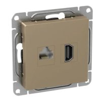Механизм розетки HDMI+RJ45 (cat5), шампань Эпика (UP1-SOC-HDMI-RJ45)