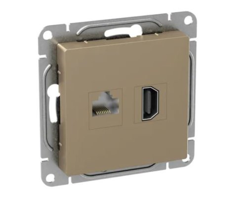 Механизм розетки HDMI+RJ45 (cat5), шампань Эпика (UP1-SOC-HDMI-RJ45)