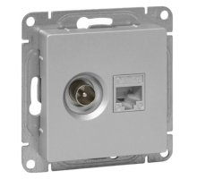 Механизм розетки TV+RJ45 (cat5), алюминий Эпика (UP1-SOA-TV+RJ)