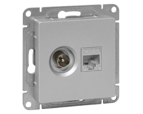 Механизм розетки TV+RJ45 (cat5), алюминий Эпика (UP1-SOA-TV+RJ)