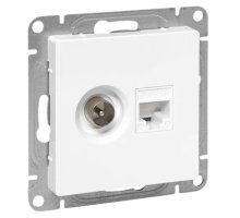 Механизм розетки TV+RJ45 (cat5), белый Эпика (UP1-SOW-TV+RJ)