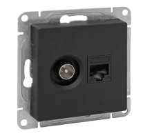 Механизм розетки TV+RJ45 (cat5), чёрный Эпика (UP1-SOB-TV+RJ)