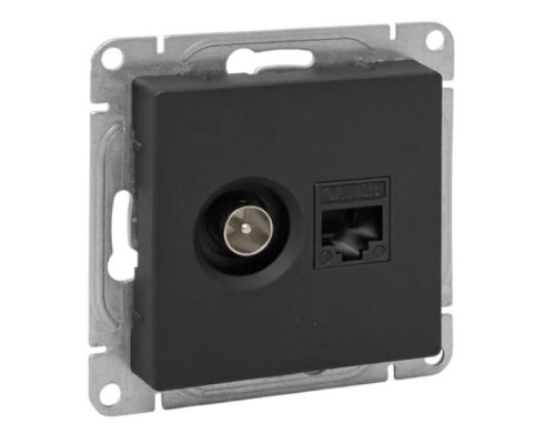 Механизм розетки TV+RJ45 (cat5), чёрный Эпика (UP1-SOB-TV+RJ)