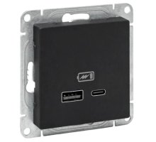 Механизм розетки USB-A+С, чёрный Эпика (UP1-SOB-USBA+USBC)