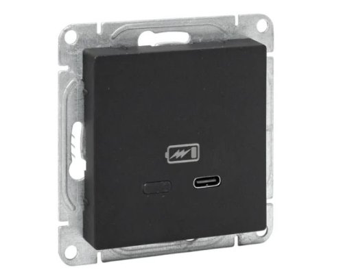 Механизм розетки USB-С, быстрая, чёрная Эпика (UP1-SOB-USBCF)