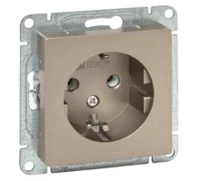 Механизм розетки, 16А, с заземлением, без шторок, шампань Эпика (UP1-SOC-110)