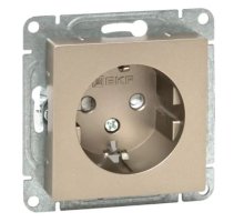 Механизм розетки, 16А, с заземлением, со шторками, шампань Эпика (UP1-SOC-111)