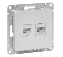 Механизм розетки RJ45 - 2 шт, (cat5), алюминий Эпика (UP1-SOA-2RJ45-5)