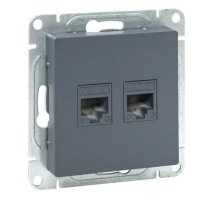 Механизм розетки RJ45 - 2 шт, (cat5), графит Эпика (UP1-SOG-2RJ45-5)